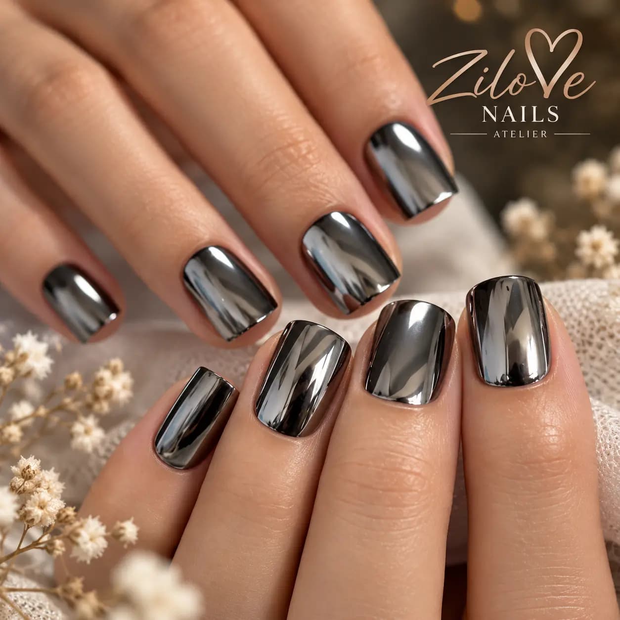 Зеркальный хромовый маникюр ZiloVe